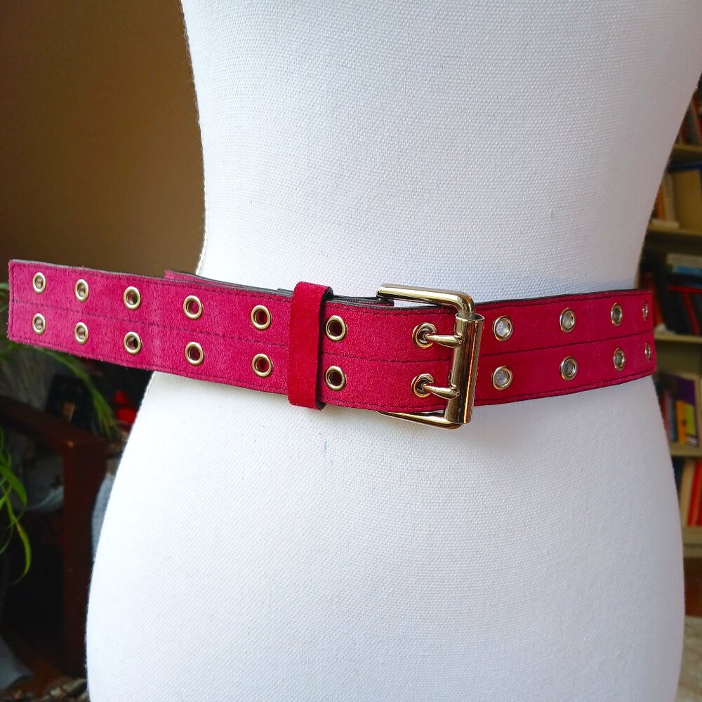 Pink Suede Grommet Belt